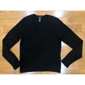 Gap Stretch Lambswool V-neck Black Sweater Size L